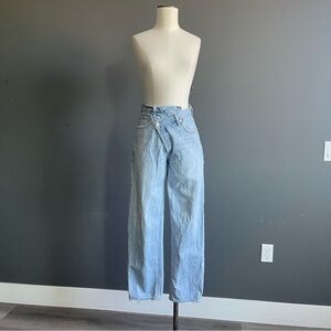 AGOLDE Criss Cross Waist Jeans Light Wash Straight Leg Denim French Normcore